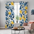 thumbnail image 5 of Lemon Kitchen Curtains 84 Inch Length, Watercolor Yellow Blue Fruit Branch Flower Grommet Top Bedroom Living Room Curtains, Light Filtering Cafe Curtain Drapes 2 Panels Set 84''x84'', 5 of 9
