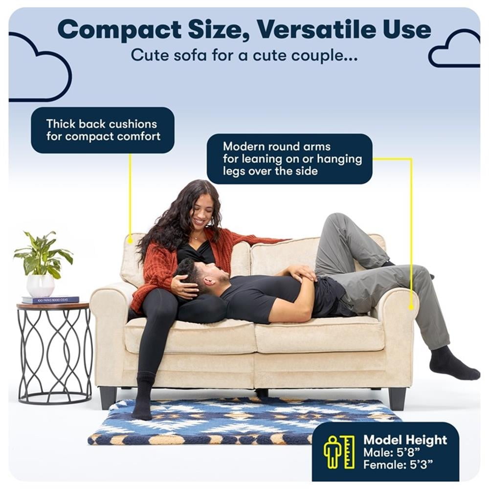 Bowery Hill 61" Rolled Arm Loveseat Sofa with Removable Covers Dark Gray