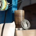 thumbnail image 3 of 20oz Insulated Car Cup with Silver Base, Stainless Steel Travel Tumbler with Telescopic Straw and Lid, 360° Full Wrap Printed, Wood Print, 3 of 6
