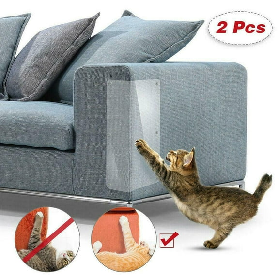 Amerteer 2PCS Furniture Defender Cat Scratching Guard, Furniture Protectors from Pets, Anti Cat Scratch Deterrent with Pins for Protecting Your Upholstered Furniture, Clear Premium Claw Proof Pads