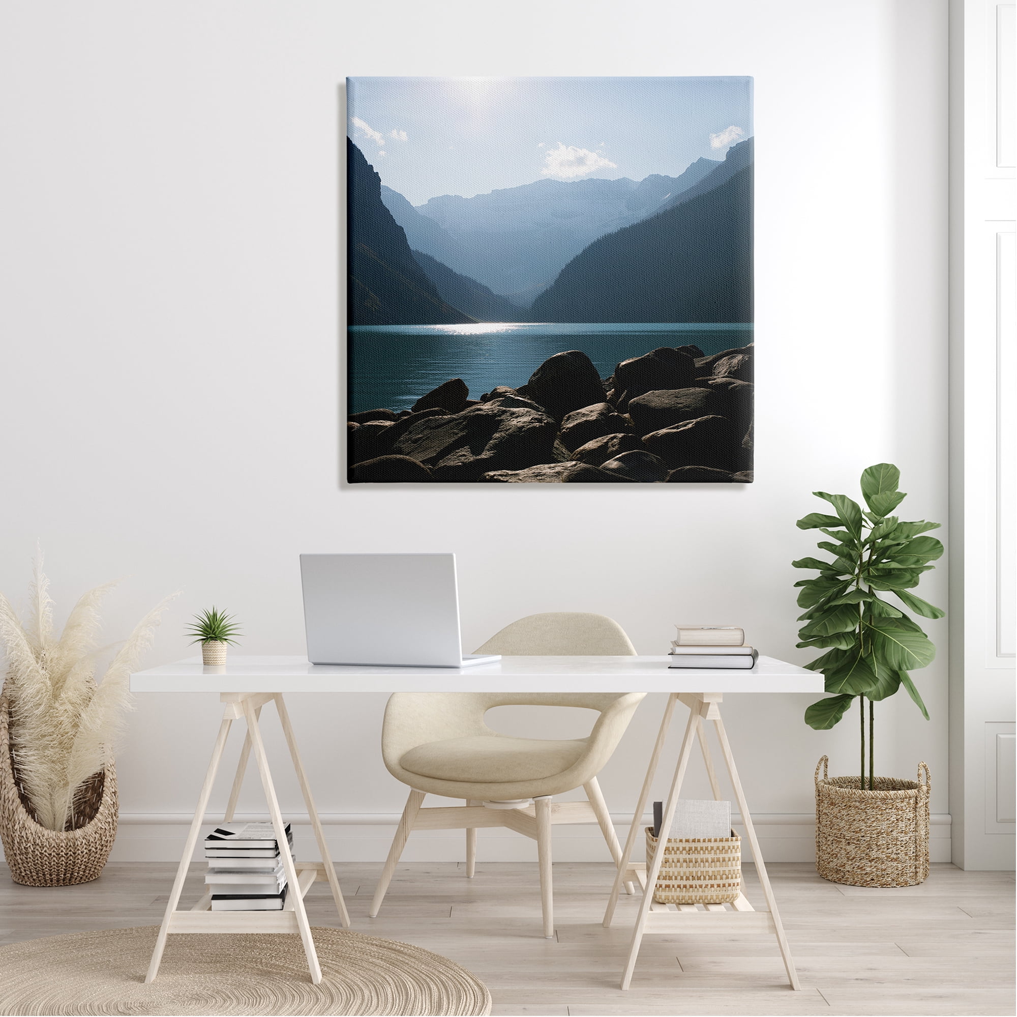 Stupell Industries Rocky Lakeside Mountain View Horizon Scene, 36 x 36, Design by Carol Robinson