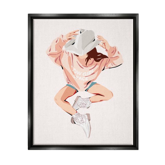 Stupell Industries Eclectic Cowgirl Space Girl Black Floating Frame Canvas Art, 17 x 21, by Ziwei Li