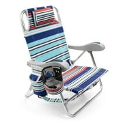 Homevative Folding Backpack Kids Beach Chair with Cup Holder and Phone Holder - Set of 1, Blue