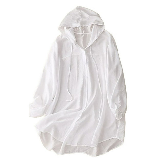 AherBiu Chandail à Capuchon en Lin pour Femmes Veste de Protection Solaire Légère Sweat à Capuche Tendance Extérieur