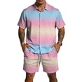 thumbnail image 2 of Hearthz Men's 2 Pieces Outfits Gradient Print Short Sleeve Button Down Shirt and Beach Shorts Set Summer Tracksuit with Pockets, 2 of 6