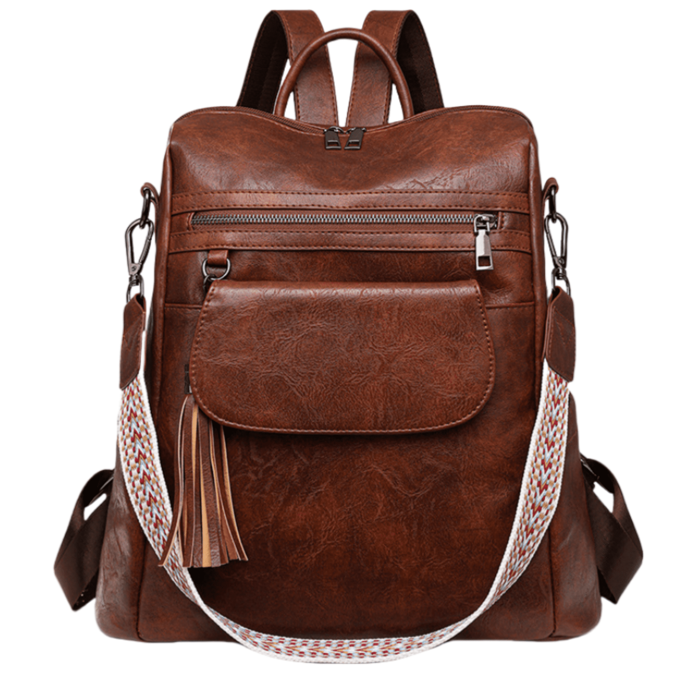 Sac à Dos Convertible Anti-vol UTO Femme - Cuir PU Souple Avec Franges - Sac D'épaule Ou Sac à Dos - Grand Capacité