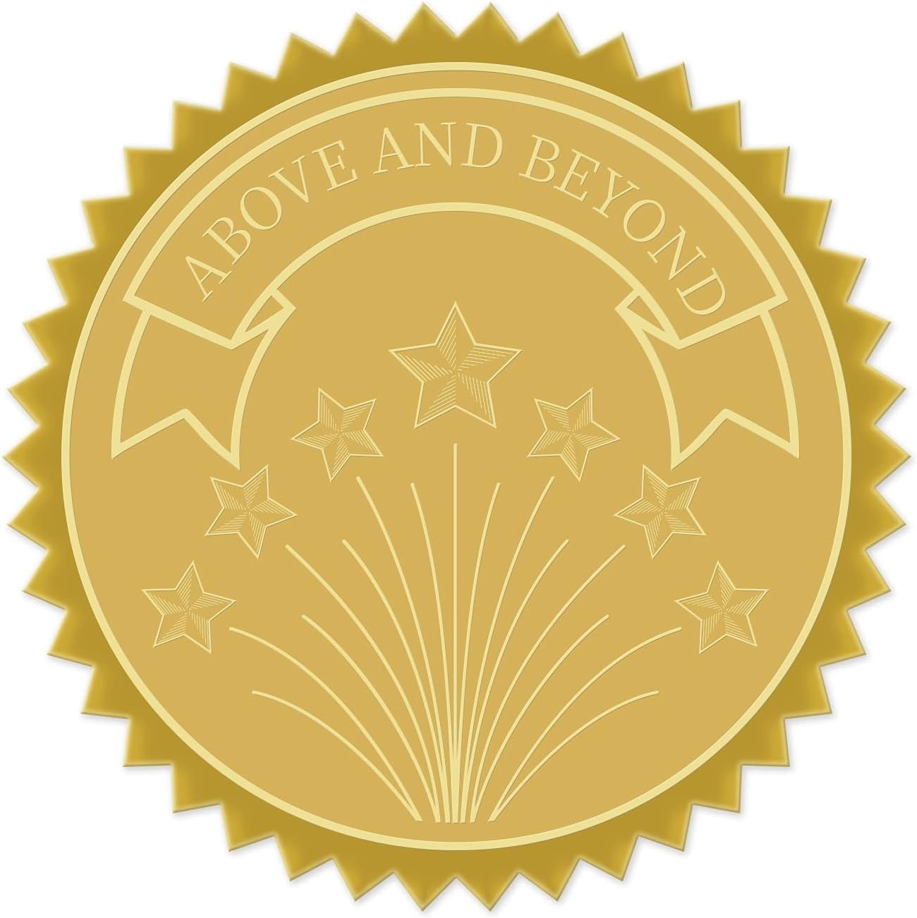 25Sheet Gold Foil Certificate Seals Above and Beyond 2inch Round Self