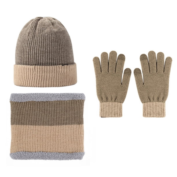 Gorro de invierno, bufanda, guantes con pantalla táctil, conjunto para hombres y mujeres
