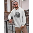 thumbnail image 2 of Brown Owl Pencil Drawing Hoodie Men -Image by Shutterstock, Male XX-Large, 2 of 4