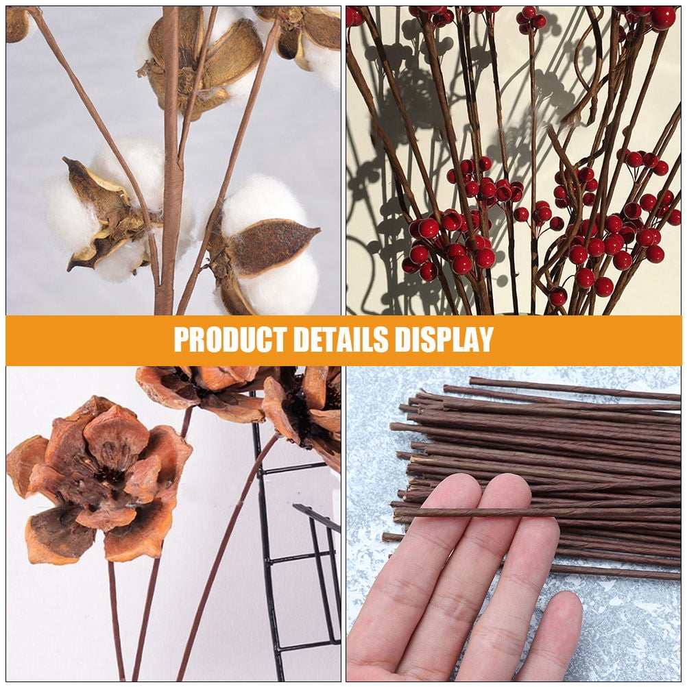 Masteelf 50pcs Paper Wrapped Floral Wire Stems for Artificial Flower Arrangements, Rose Stems, Wedding Decor, Craft Projects Supplies