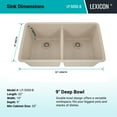thumbnail image 5 of 32" x 19" Quartz Kitchen Sink, 50/50 Double Bowl Kitchen Sinks, Drop-in Sink, Undermount Sink, Galaxy Beige Kitchen Sink, Double Sink Kitchen, Grids, Strainer and Flange, Lexicon Platinum LP-5050-B, 5 of 7