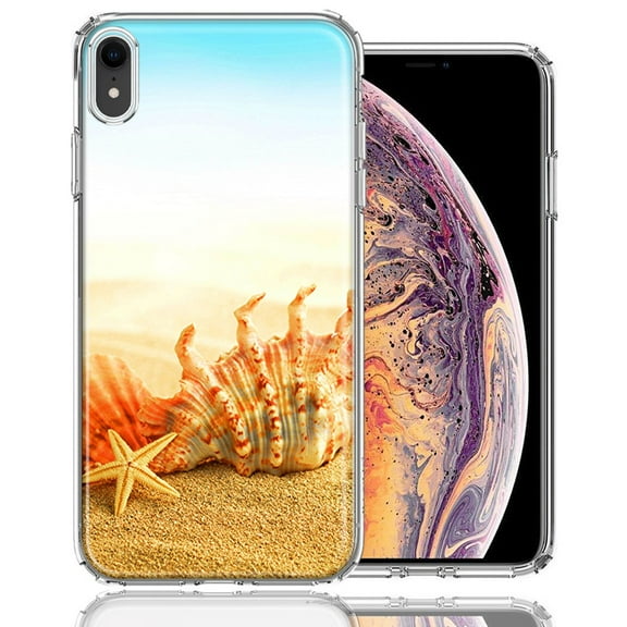 MUNDAZE For Apple iPhone XR Beach Shell Design Double Layer Phone Case Cover