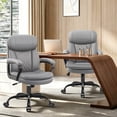 thumbnail image 2 of HeroSet Leather Office Chair, Ergonomic Desk Chair with Lumbar Support, Soft Headrest & Thick Seat Cushion, Computer Chair for Home Office Work, Gray, 2 of 10