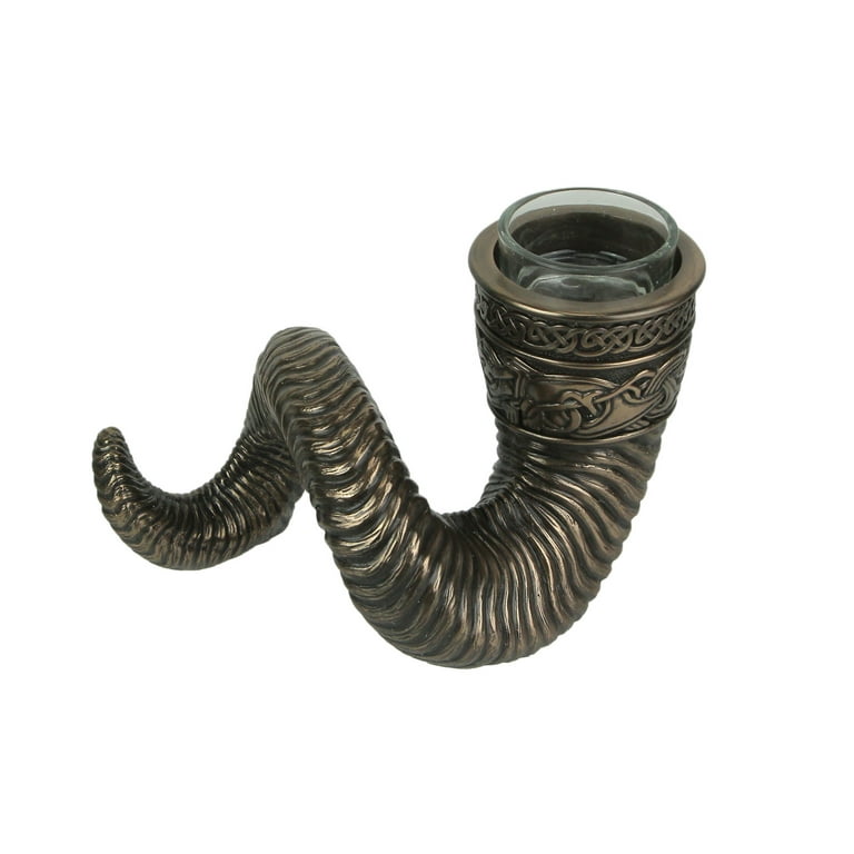 Design Nordic Viking Horn Bronze Finished Tealight Candle Holder - Walmart.com