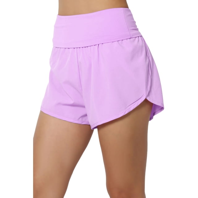 TheMoogan Women's PLUS High Waist Lightweight Running Shorts Brief Inner Gym Athletic Workout
