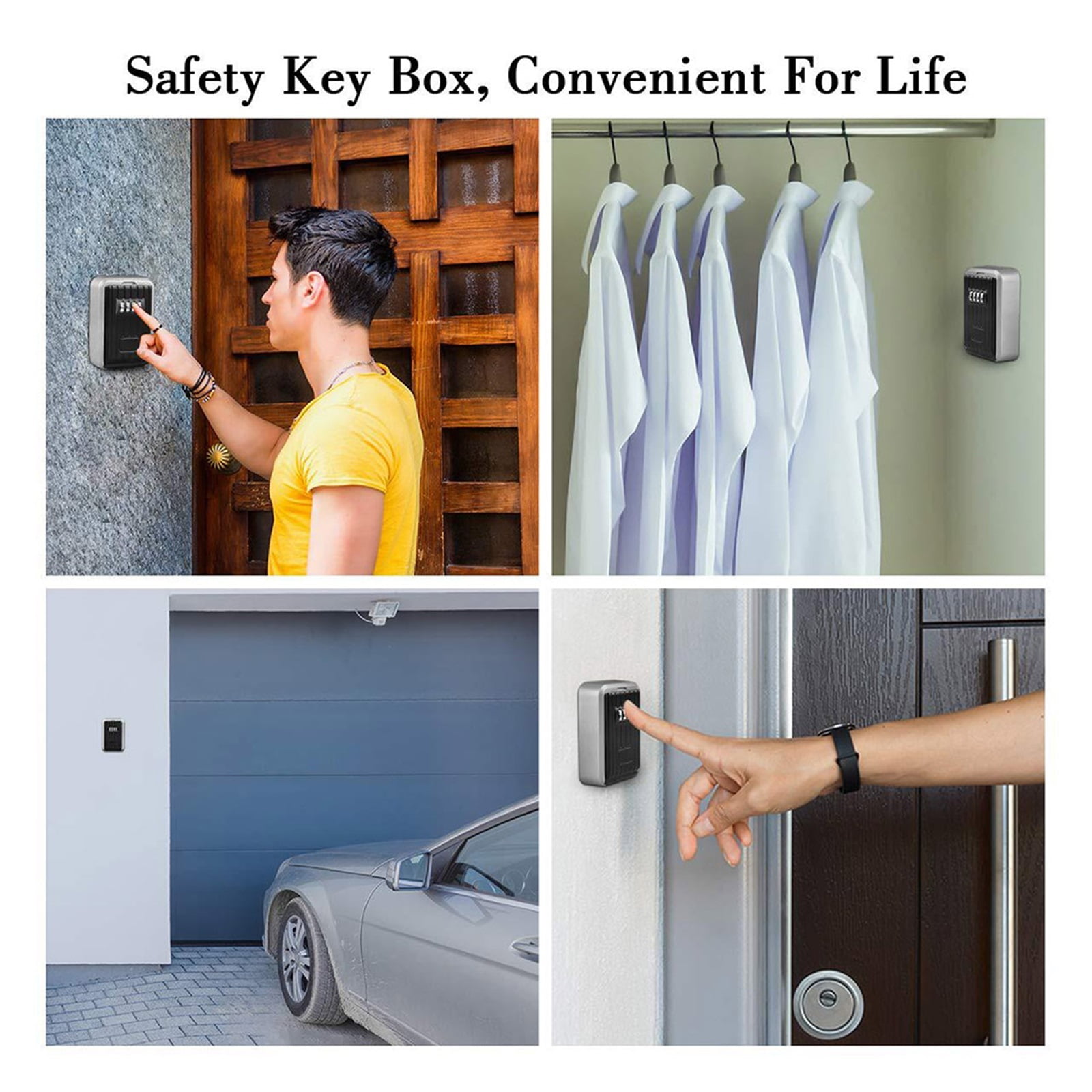 Key Safe Box Outdoor ,Waterproof Wall Mount Key Storage Secret Box Organizer 4 Digit Password Security Lock No Key Home Office Safe Box ,Portable Security Chest
