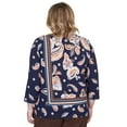 thumbnail image 2 of Alfred Dunner Womens Plus-Size Paisley Border Braid Neck Top, 2 of 6