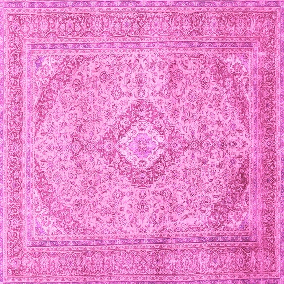 Ahgly Company Indoor Square Medallion Pink Traditional Area Rugs, 5' Square
