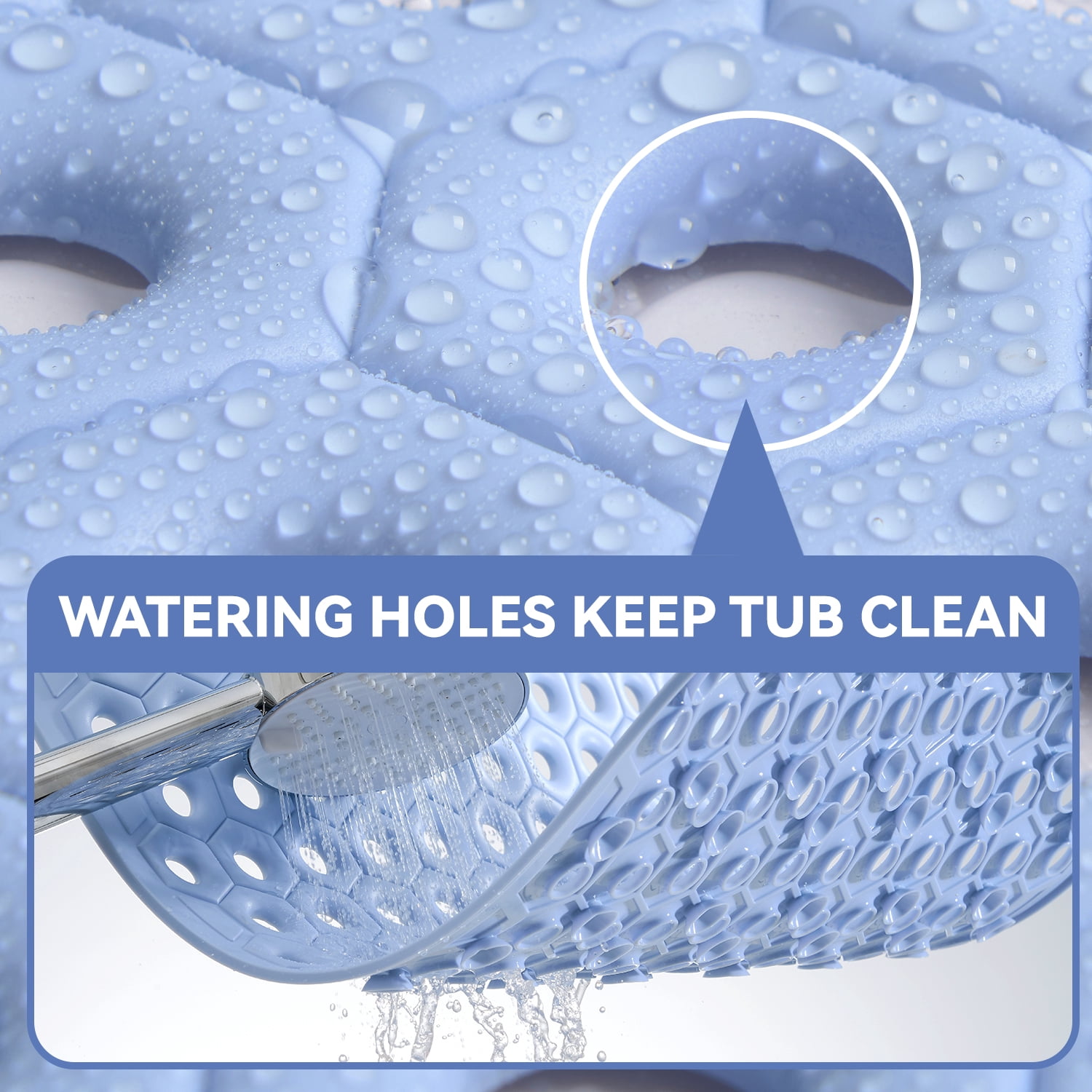 VUNATE 2-Piece Shower Mat Non Slip Bath Mat for Tub and Shower Floor Mat Machine Washable Bathtub Mat with Suction Cups and Drain Holes Shower Mat for Bathtub 15.5"x27.5" Bathroom Accessories