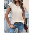 thumbnail image 6 of Womens Summer Cap Sleeve Tops Casual Crew Neck Sleeveless Knit Sweater Vest Loose Fit Pullover Tank Tops  M, 6 of 8