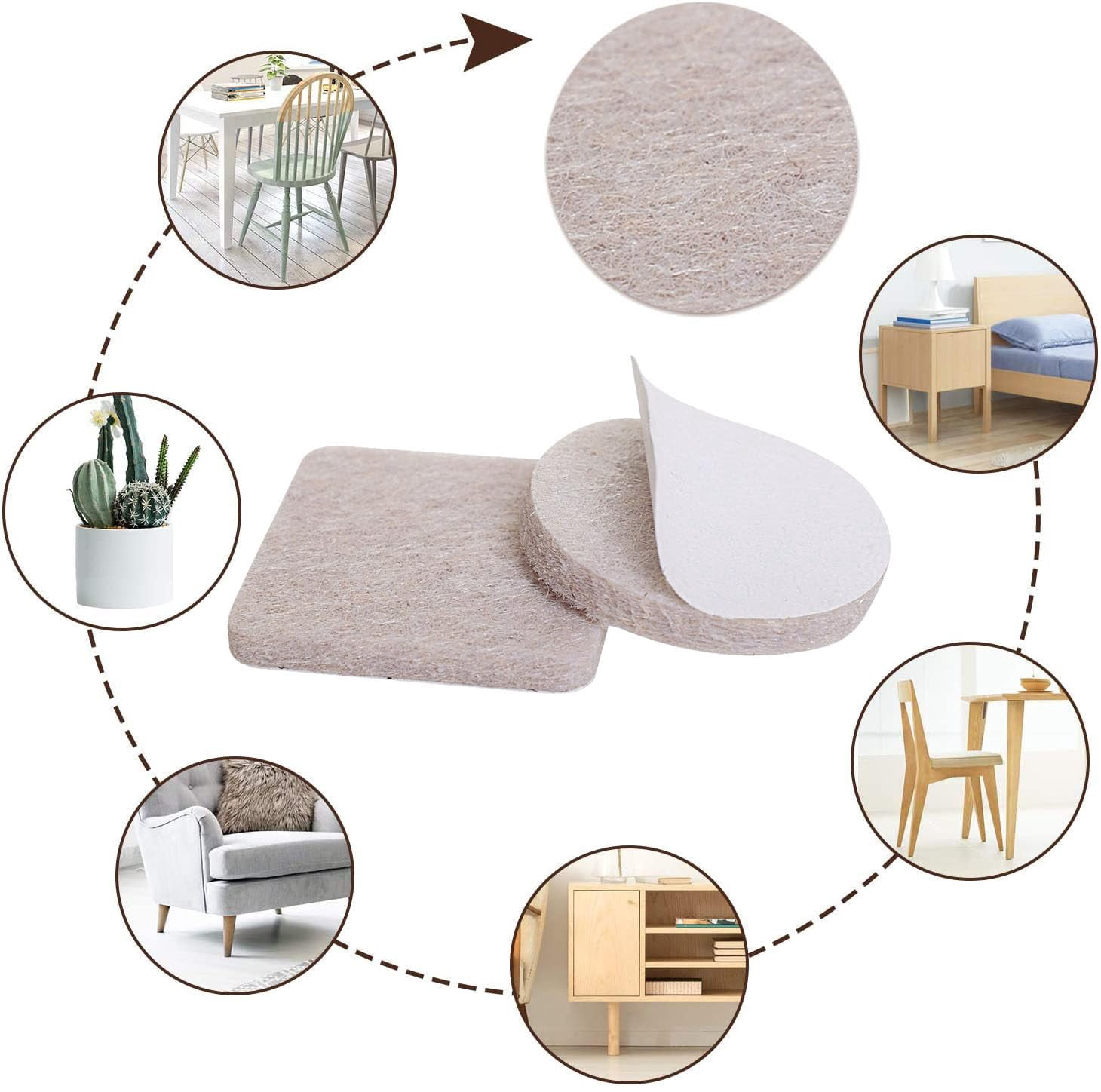 Felt Furniture Pads For Hardwood Floors -24 2.5" Chair  Floor Protectors Beige