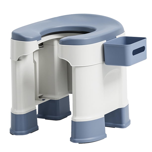 Asiento de inodoro Salvador silla de baño en cuclillas con alfombrilla taburete para inodoro compacto antideslizante orinal para adultos Azul 42cm