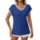 thumbnail image 3 of Suéter Sin Mangas para Mujer, Informal, con Cuello en V y Mangas , de Punto, Color Azul , Talla XL, 3 of 9
