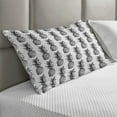 thumbnail image 2 of Pineapple Quilted Pillowcover, Hand Drawn Tropical Theme Vintage Style Pineapple Fruit Pattern, Standard King Size Accent Pillow Cover for Bedroom, 36" x 20", Black Grey White, by Ambesonne, 2 of 2