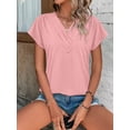 thumbnail image 2 of Bliwov Womens Tops V Neck Plain Short Sleeve Tee 2024 Summer Fall Fashion Trendy Clothes Loose Fit Casual Outfits T Shirts, 2 of 11
