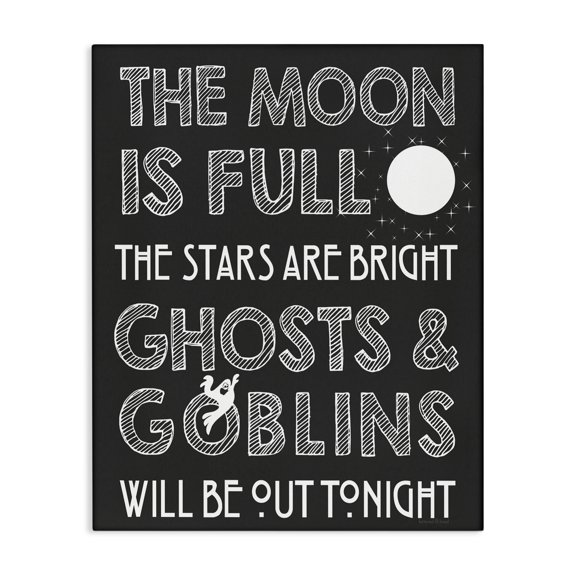 Stupell Industries Traditional Moon Is Full Stars Are Bright Canvas Art, 16 x 20, by Lettered and Lined