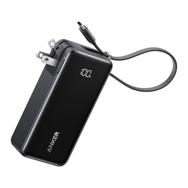Anker Power Bank (10,000mAh, 30W, Foldable AC Plug, Built-In USB-C Cable)