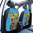 thumbnail image 3 of Gaeub Dinosaur Riding a Motorcycle Print Anti-Kick Storage Mat for Car Seats 2 Pcs, Car Kick Mats with 3 Pocket Protector, Essential Car Seat Protector for Child Car Seat,Car Seat Protector, 3 of 8