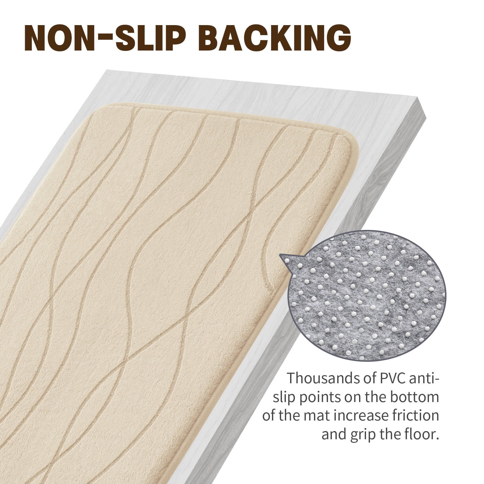 ChakmeOne Bathroom Rugs Sets 5 Piece, Khaki Bathroom Rug Soft Absorbent Microfiber Bath Mats and U-Shaped Contour Toilet Rug, Non-Slip Machine Wash Dry for Floor Tub and Shower
