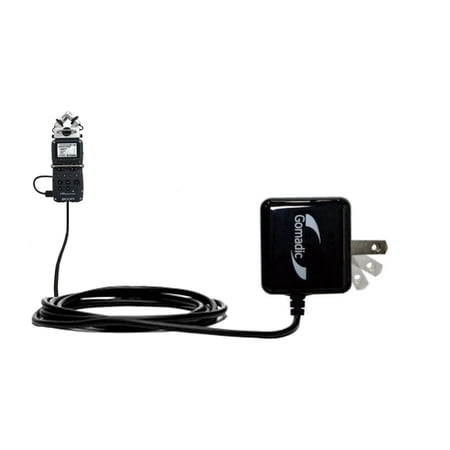 Gomadic Intelligent Compact AC Home Wall Charger suitable for the Zoom H5 Handy Recorder - High output power with a convenient, foldable plug design -