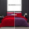 thumbnail image 2 of D.N.G. BEDDINGS 5 Piece Luxury Reversible Diamond Pattern Comforter Set Premium Super Soft, All Season 800 TC, 100% Egyptian Cotton Oversized Super King Size Plum/Red Solid Color, 2 of 7