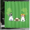 thumbnail image 4 of Ambesonne Funny Shower Curtain, Sunglasses and Monstera Dogs, 69"Wx70"L, Green Lime Green, 4 of 5