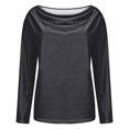 thumbnail image 5 of Cowl Neck Tops for Women, Yigetop Women's Long Sleeved Fashion Printed Tops Piled Collar T Shirt Women's Shirt Womens Work Tops Black L, 5 of 6