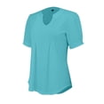 thumbnail image 6 of Sweet Home Farm V Neck T Shirts for Women Tops Puff Short Sleeve Shirt Pleated Floral Printed Tunic Blouse Short Sleeve Shirts for Women Sky Blue, 6 of 9