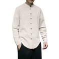 thumbnail image 1 of Camisas s Para Hombre De Vestir Camisa de manga larga para hombre Camisa casual con cordón de moda Camisa medieval masculina (Khaki, M), 1 of 5