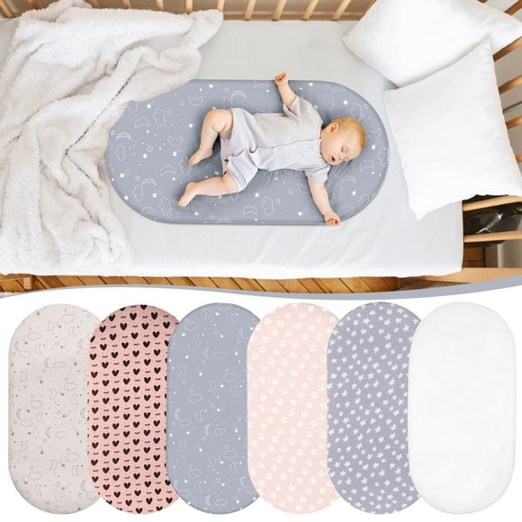 Silk Printed Crib Mattress Cover | Polyester Satin with Elastic Edging | Fits 82 x 41 x 8cm Mattress | Washable Bed Sheet for Newborn Bassinet