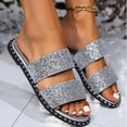 thumbnail image 6 of Quaouag Women's Glitter Shiny Slide Sandals Sparkle Fancy Flat Slippers Slip-on Jeweled Shoes, 6 of 7
