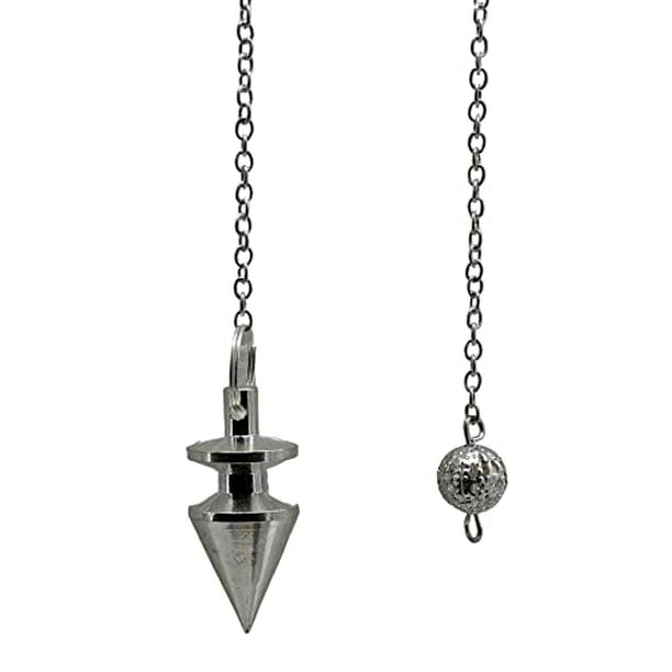 Healing Metal Pendulums for Divination, Silver Pyramid Cone Steel