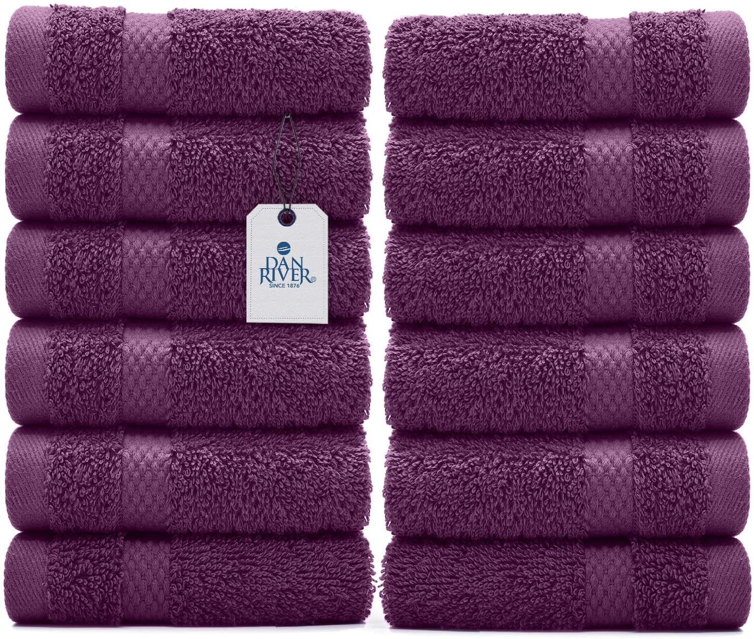 DAN RIVER 100 Cotton Washcloths 12 Pack Washcloths for Face Soft Cotton Washcloths Bulk