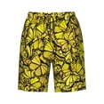 thumbnail image 6 of KLL Yellow Butterflies Men's Casual Summer Beach Shorts Hawaiian Shorts with Pockets-Small, 6 of 6