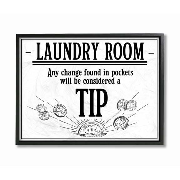 Stupell Industries Laundry Room Tips Funny Bathroom Word Design Framed Wall Art by The Saturday Evening Post, 16" x 20", Black Framed
