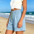 thumbnail image 5 of Sheghy Workout Shorts Women 100%Cotton Women Summer Fashion Solid Quick Dry Sports Drawstring Dual Pocket Knee-Length Shorts Light Blue XXXXL, 5 of 6