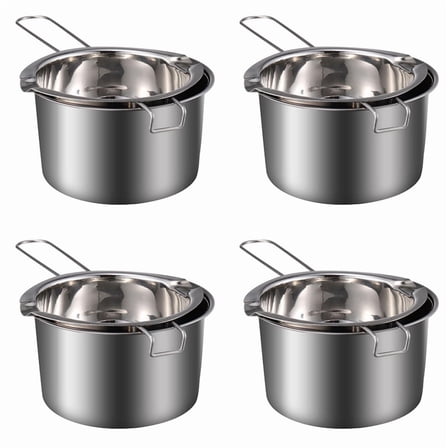 4X Chocolate Melting Pot (304 Stainless Steel) 400Ml Double Boiler Butter,4 x Furnace 4 x boiling water pot,Silver