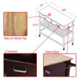 Clevr Rolling Kitchen Cart Island Trolley with Rubberwood Top & Towel