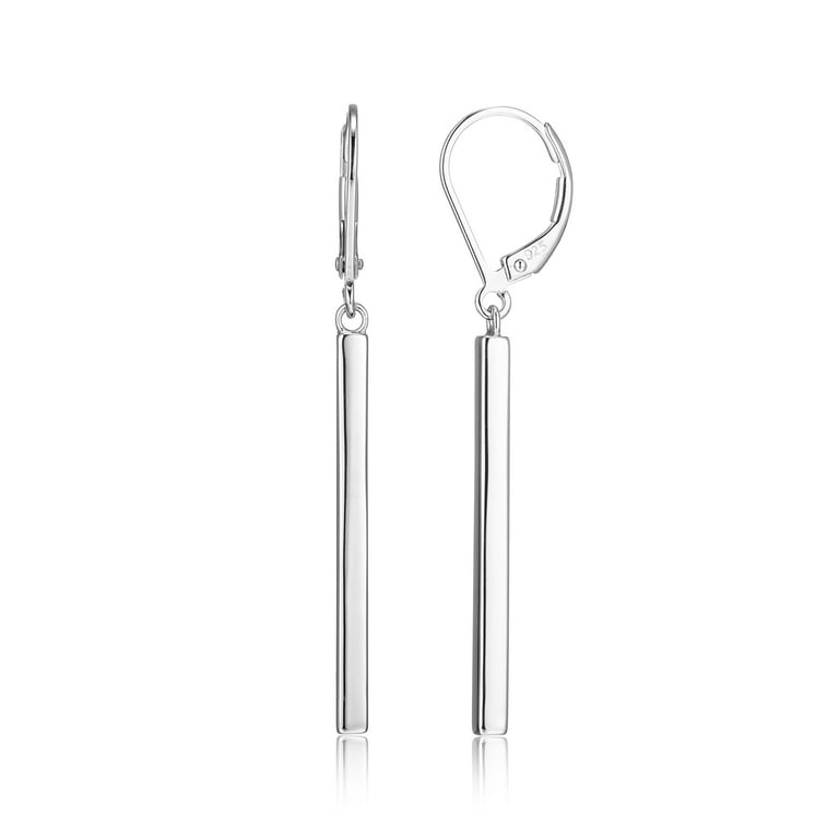 Forever Facets Vertical Bar Earrings in Rhodium Plated Sterling