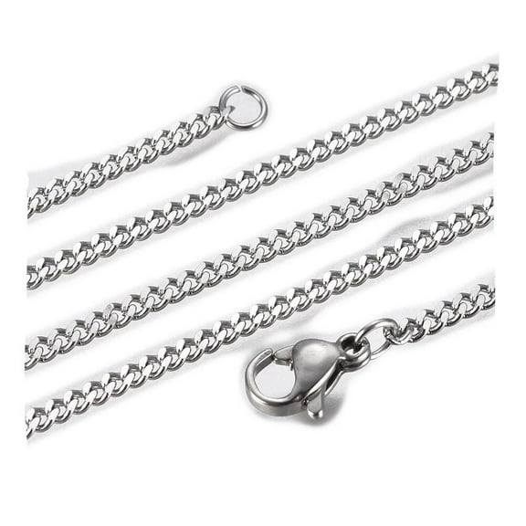 Stainless Steel Chain Necklaces Lobster Silver 23.62 Inches 60Cm Z666